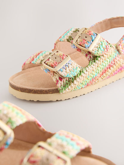 Rainbow Raffia Standard Fit (F) Touch and Close Corkbed Sandals image 3