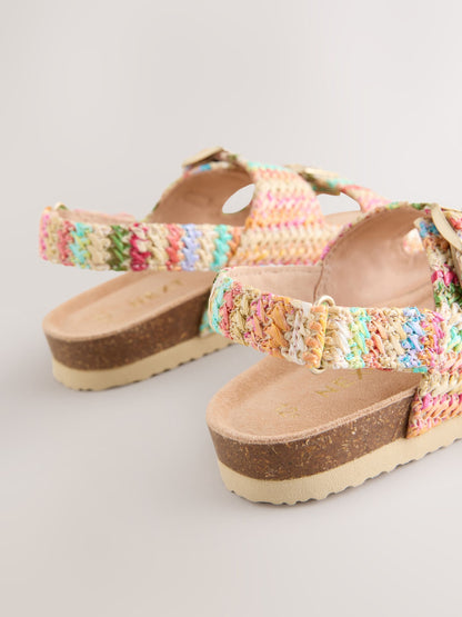 Rainbow Raffia Standard Fit (F) Touch and Close Corkbed Sandals image 4