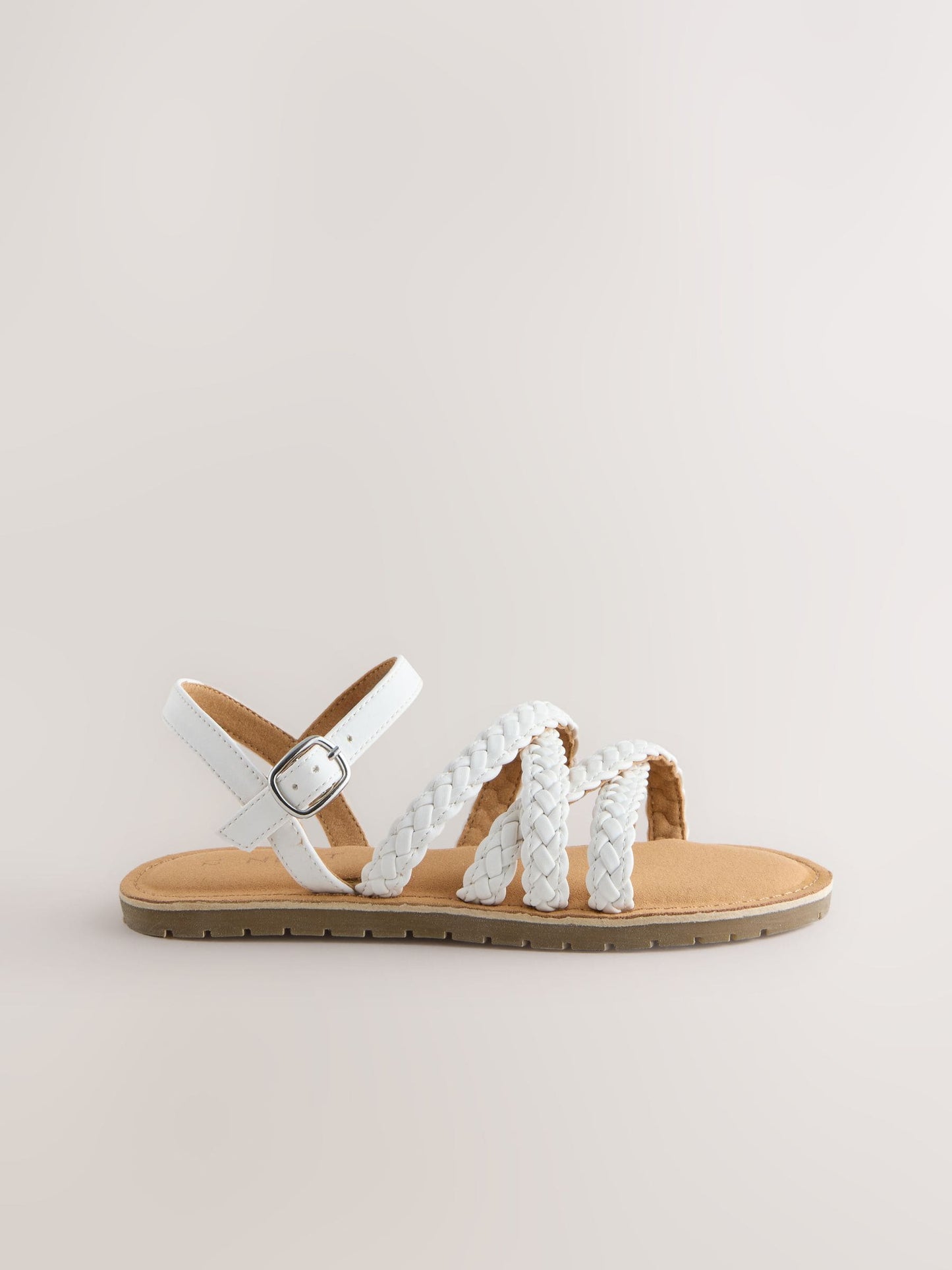White Plaited Strappy Sandals image 2