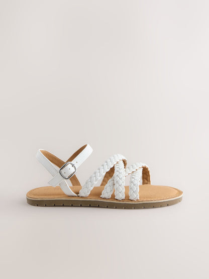 White Plaited Strappy Sandals image 2