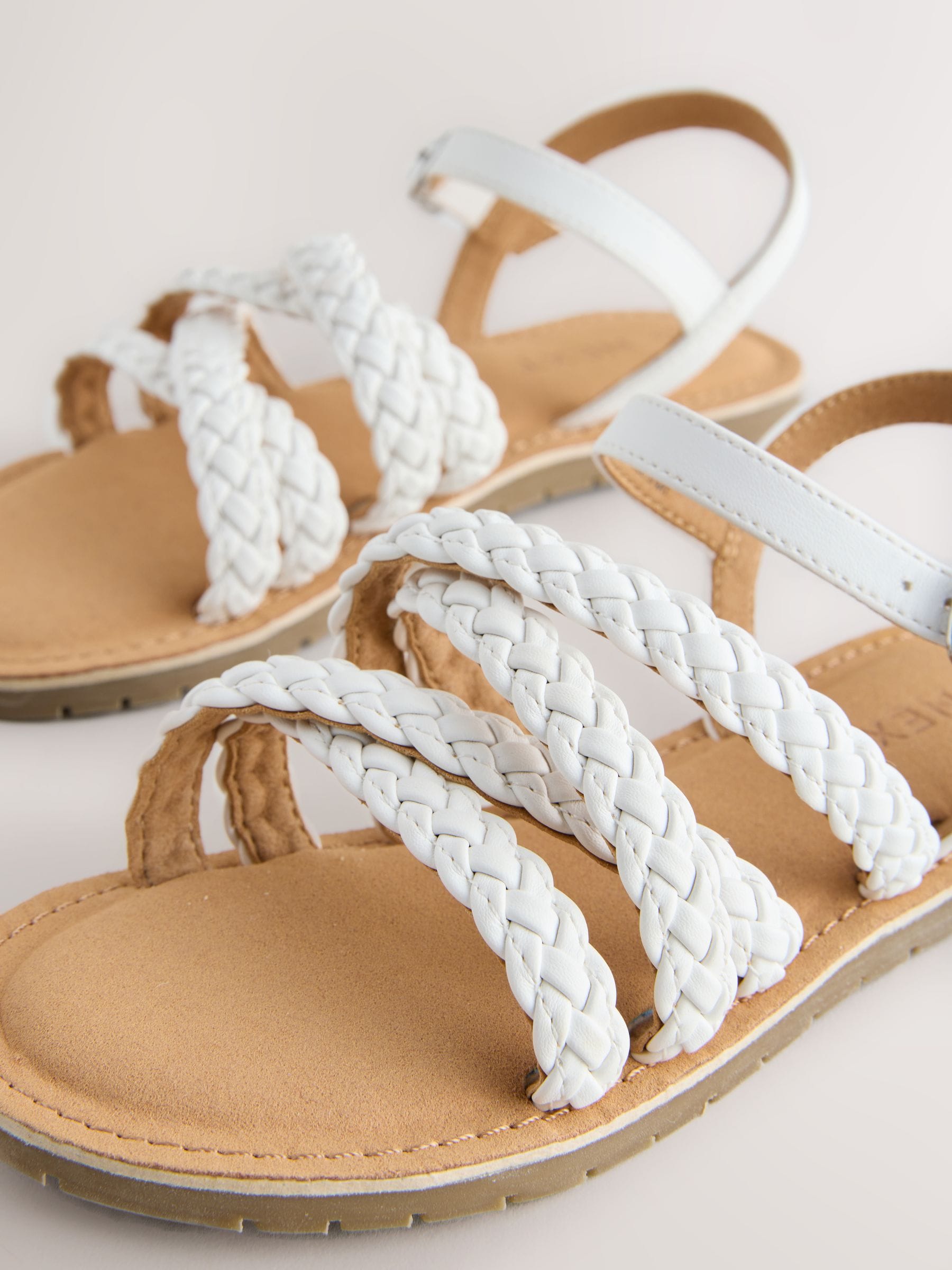 White Plaited Strappy Sandals image 3