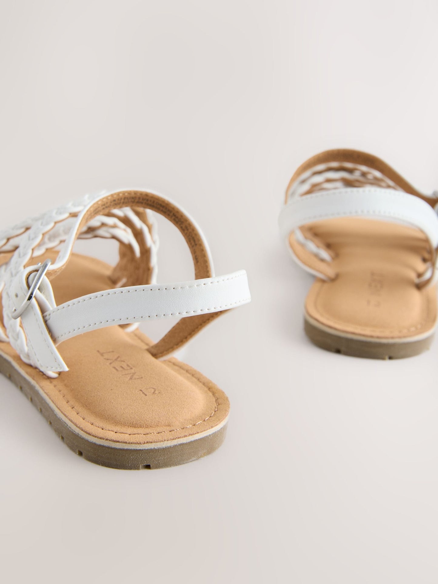 White Plaited Strappy Sandals image 4
