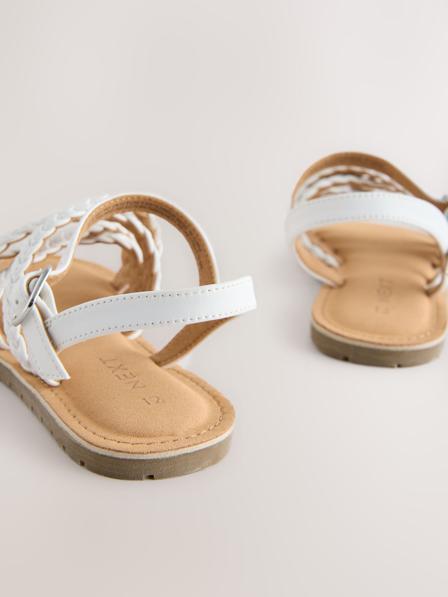 White Plaited Strappy Sandals image 4