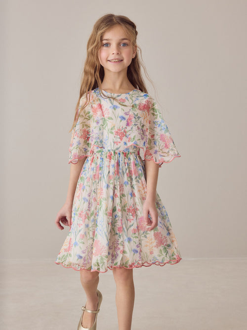 Laura Ashley Multi Elston Garden Printed Mesh Cape Dress image 1
