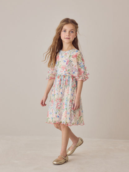 Laura Ashley Multi Elston Garden Printed Mesh Cape Dress image 2