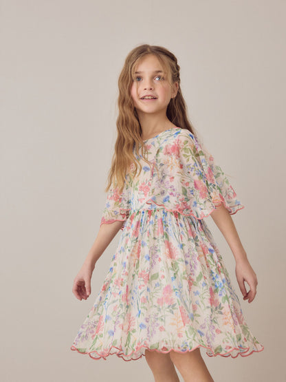 Laura Ashley Multi Elston Garden Printed Mesh Cape Dress image 5