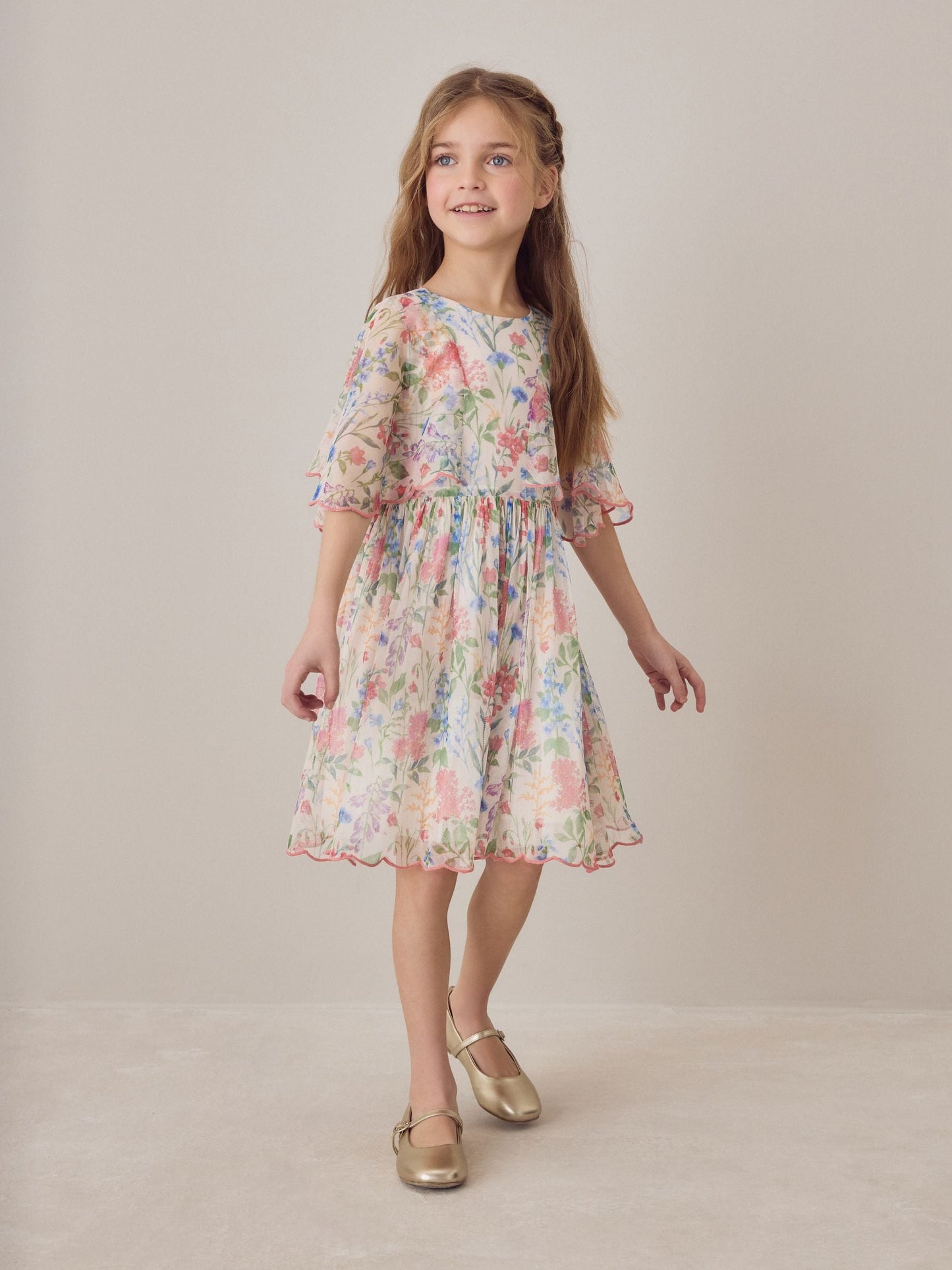 Laura Ashley Multi Elston Garden Printed Mesh Cape Dress image 7