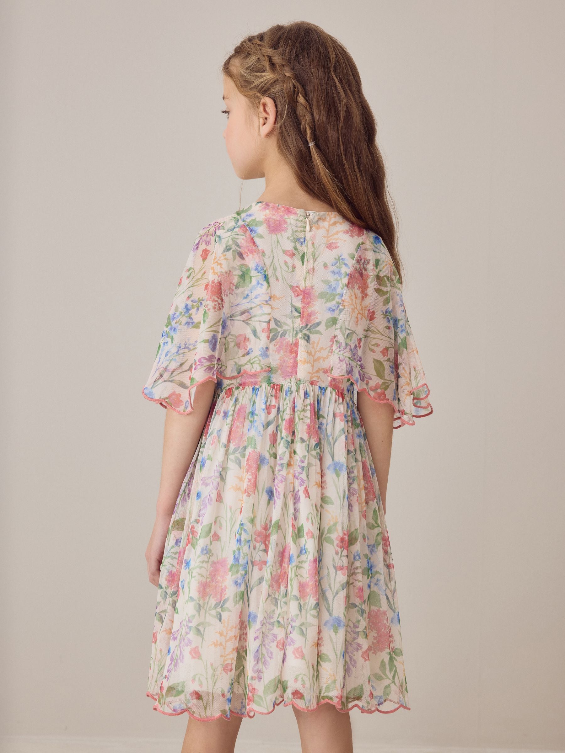 Laura Ashley Multi Elston Garden Printed Mesh Cape Dress image 8