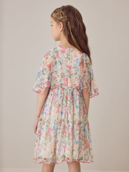 Laura Ashley Multi Elston Garden Printed Mesh Cape Dress image 8