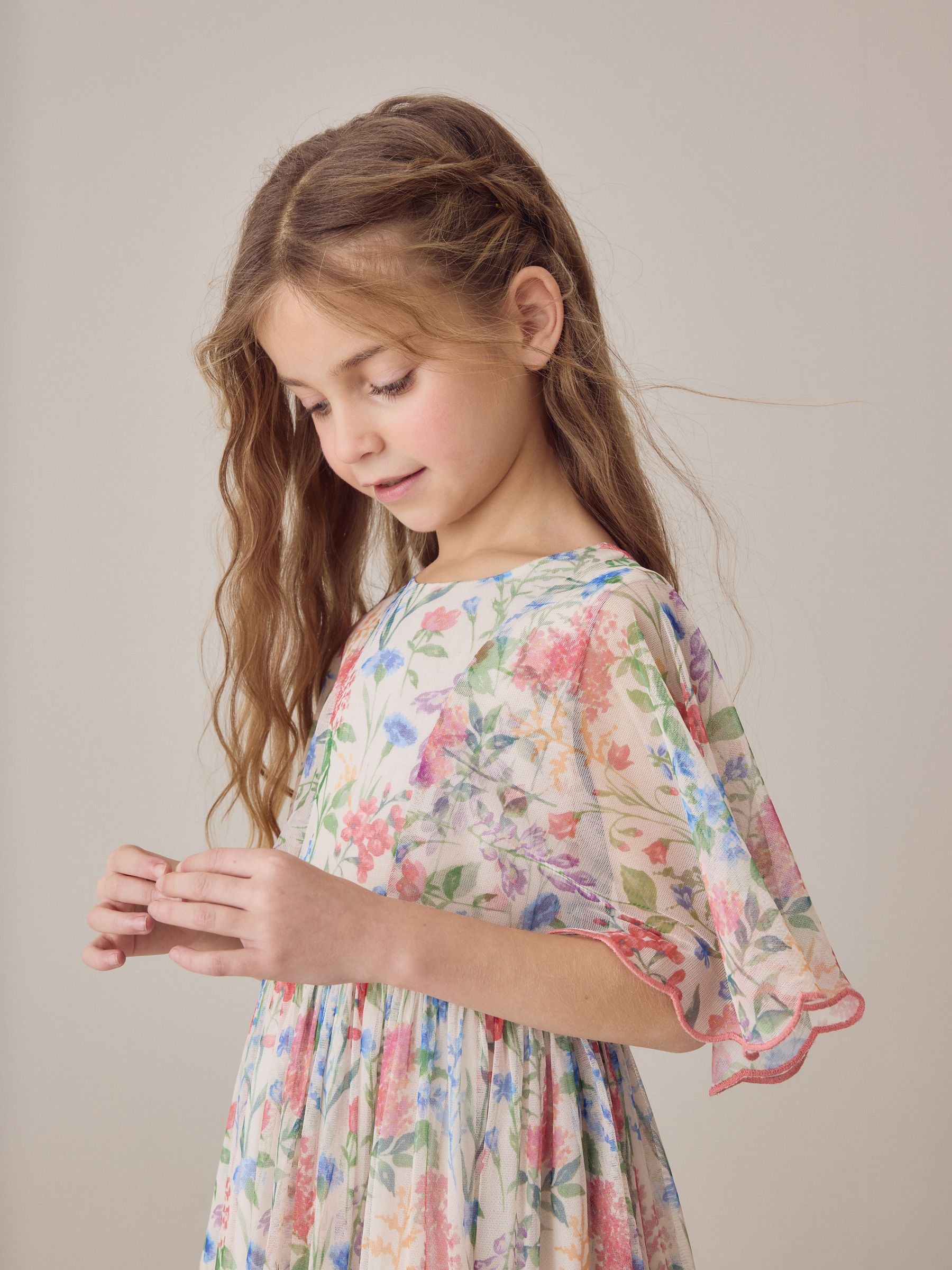 Laura Ashley Multi Elston Garden Printed Mesh Cape Dress image 9