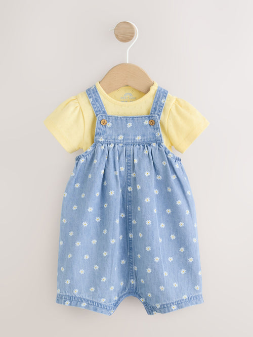 Dsiney Kidz - Denim Blue Daisy Dungaree and Bodysuit Baby 2 Piece Set (0mths-3yrs) image 1
