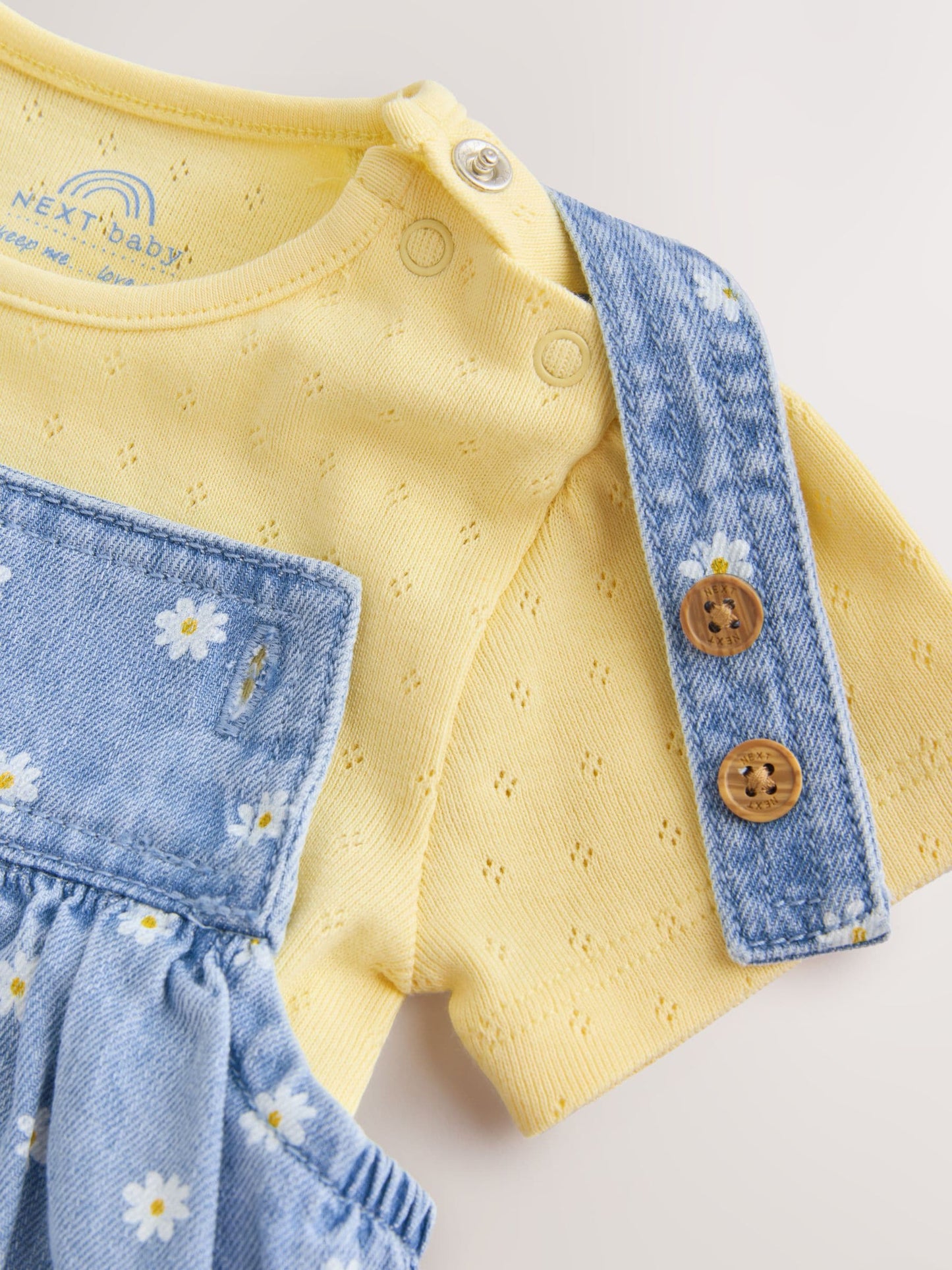 Denim Blue Daisy Dungaree and Bodysuit Baby 2 Piece Set (0mths-3yrs) image 5