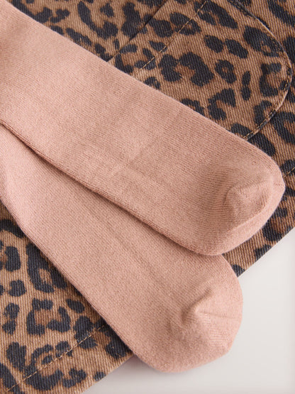 Leopard Print Pinafore Long Sleeve Bodysuit & Tights 3 Piece Set (0mths-2yrs) image 5