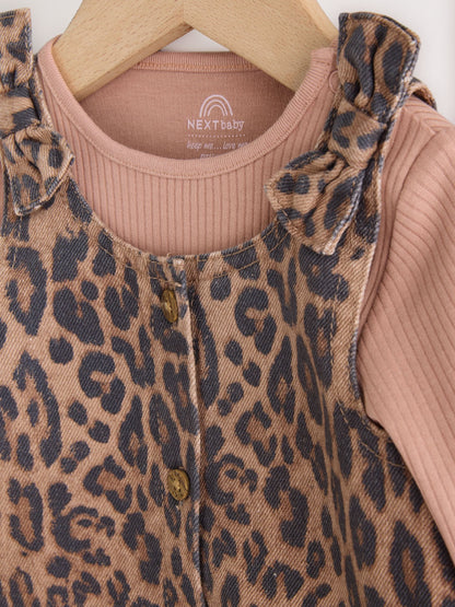 Leopard Print Pinafore Long Sleeve Bodysuit & Tights 3 Piece Set (0mths-2yrs) image 7