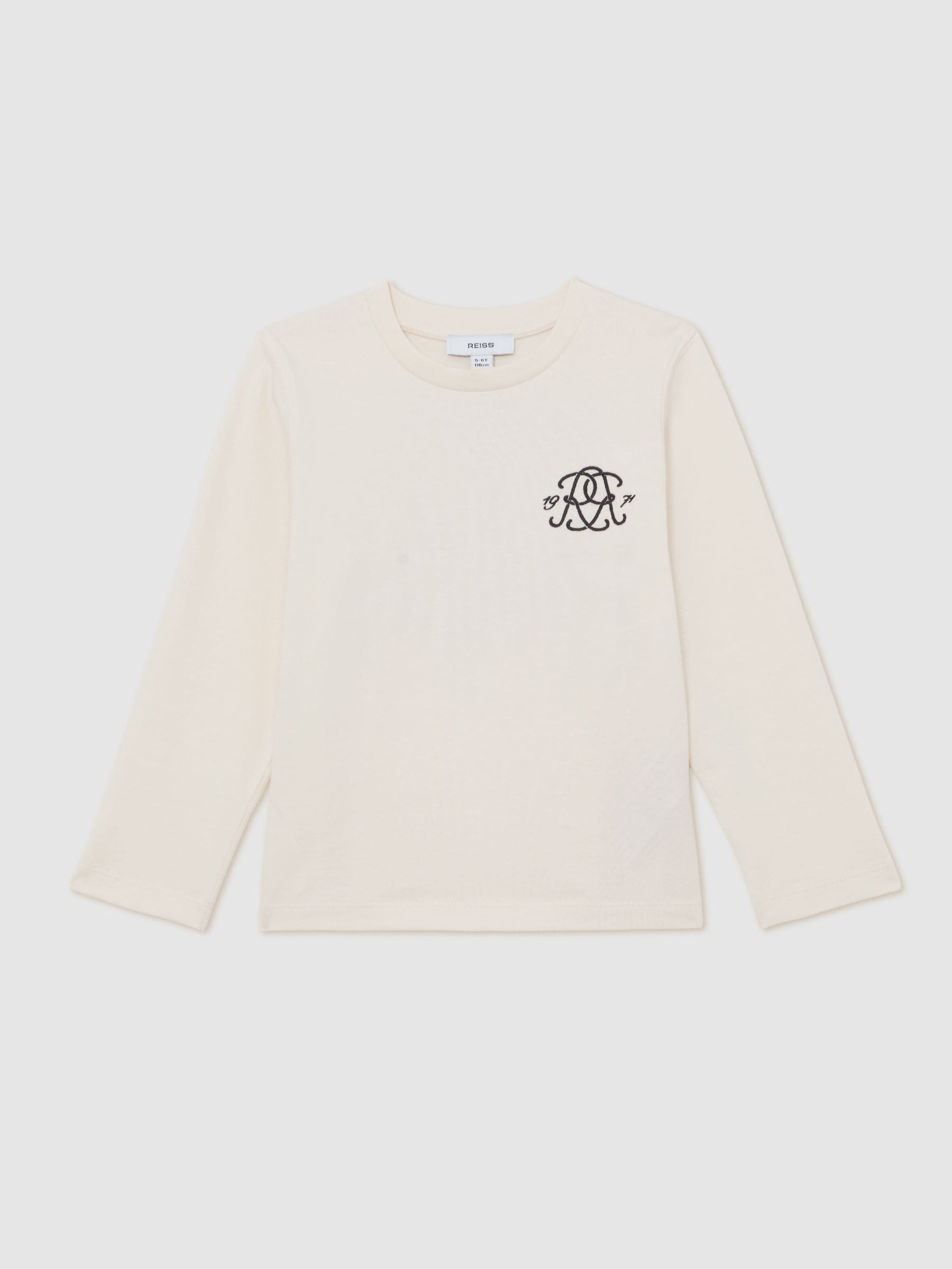 Dsiney Kidz - Reiss Off White Stefan 3-9 yrs Monogram Cotton Long-Sleeve T-Shirt image 2