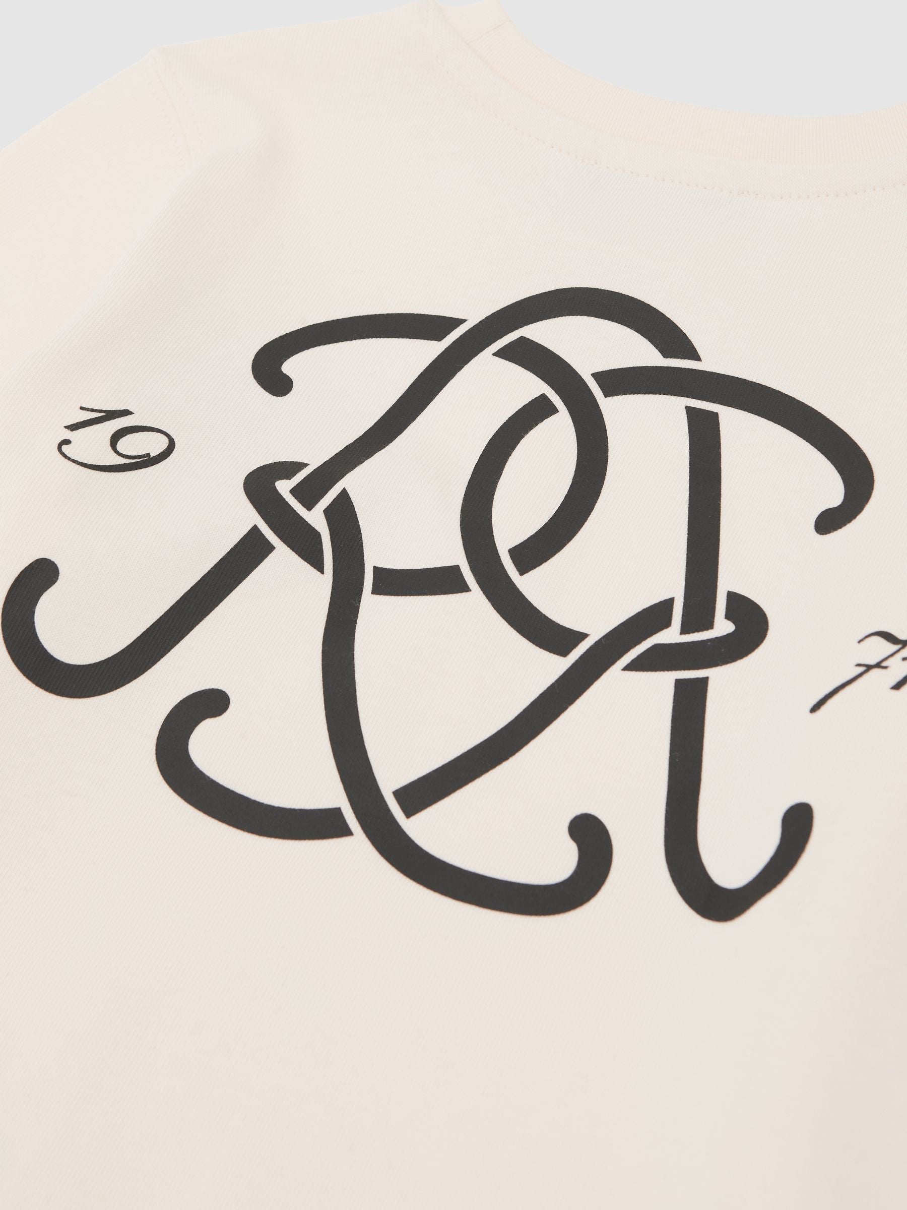 Dsiney Kidz - Reiss Off White Stefan 3-9 yrs Monogram Cotton Long-Sleeve T-Shirt image 5