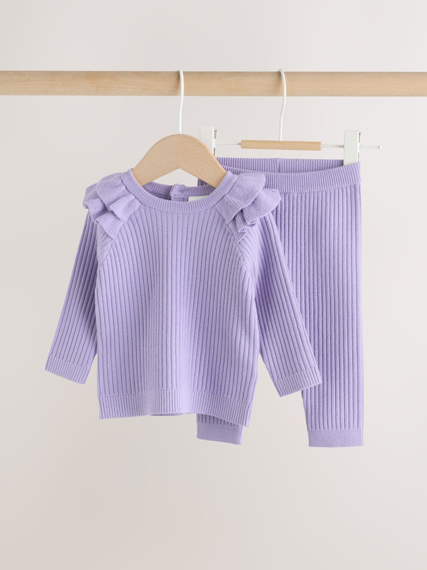Purple Baby Knitted Jumper and Leggings Set 2 Piece (0mths-3yrs) image 1