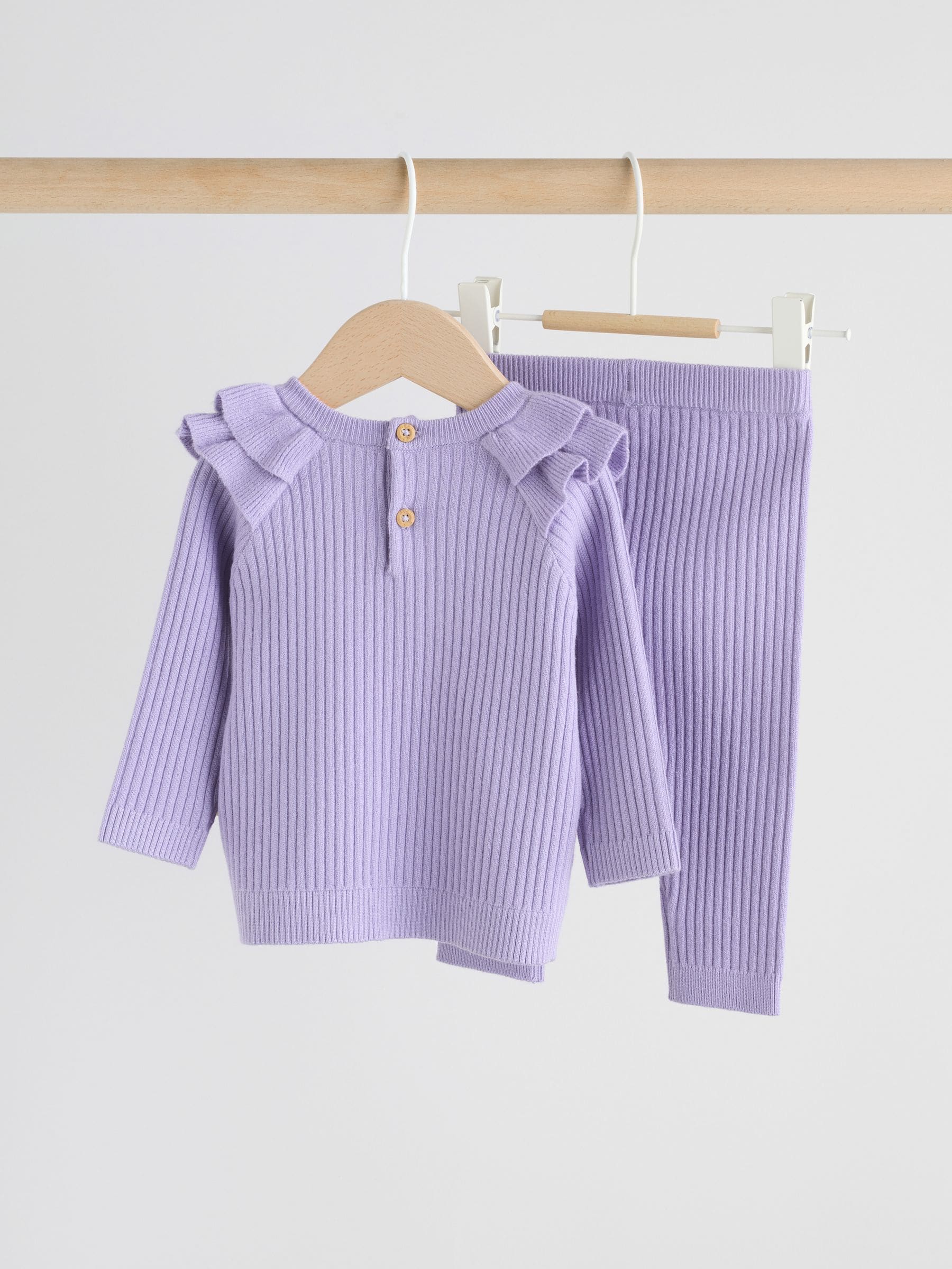 Purple Baby Knitted Jumper and Leggings Set 2 Piece (0mths-3yrs) image 2