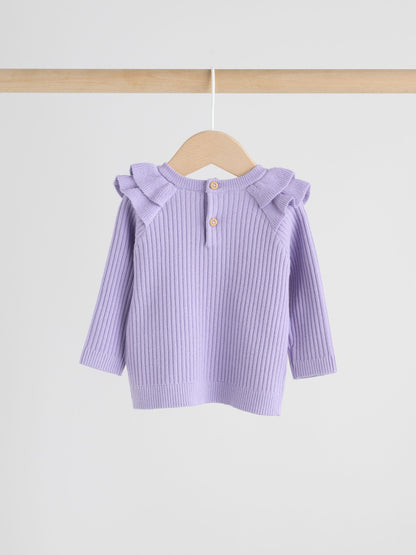 Purple Baby Knitted Jumper and Leggings Set 2 Piece (0mths-3yrs) image 3