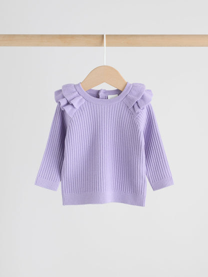 Purple Baby Knitted Jumper and Leggings Set 2 Piece (0mths-3yrs) image 4