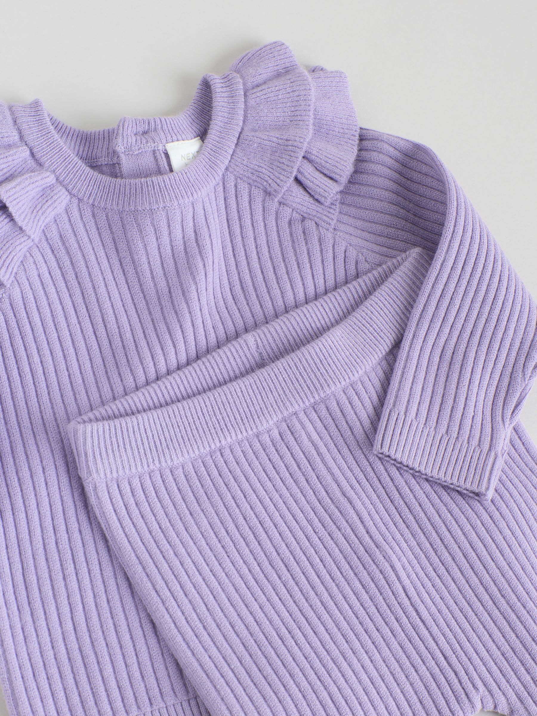 Purple Baby Knitted Jumper and Leggings Set 2 Piece (0mths-3yrs) image 8