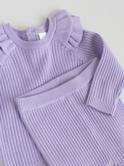 Purple Baby Knitted Jumper and Leggings Set 2 Piece (0mths-3yrs) image 8