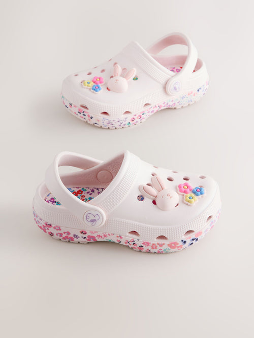 White/Pink Bunny Character Clogs image 1