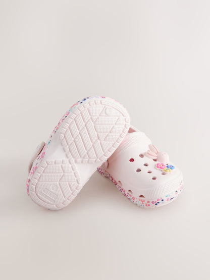 White/Pink Bunny Character Clogs image 4