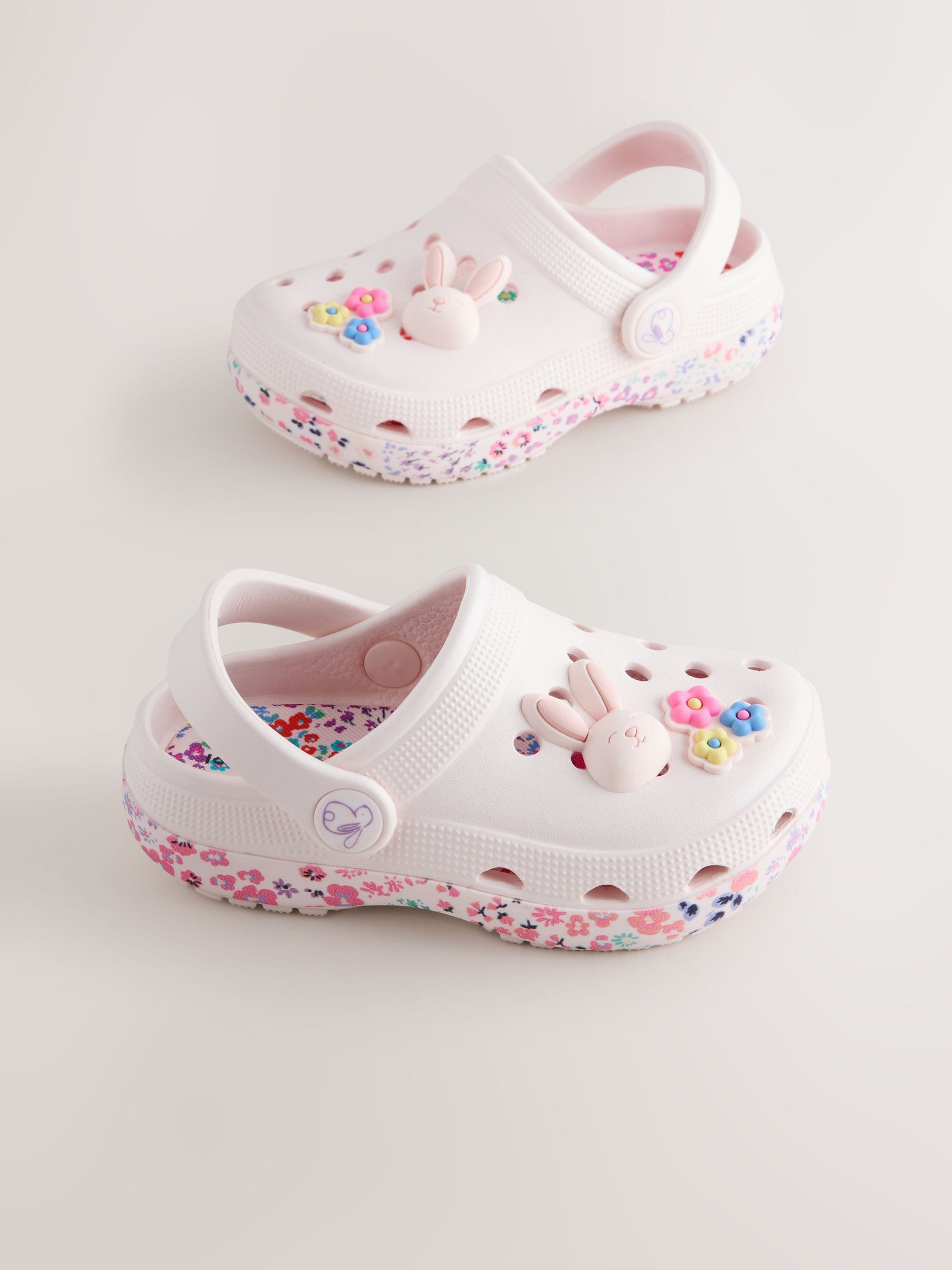 White/Pink Bunny Character Clogs image 1
