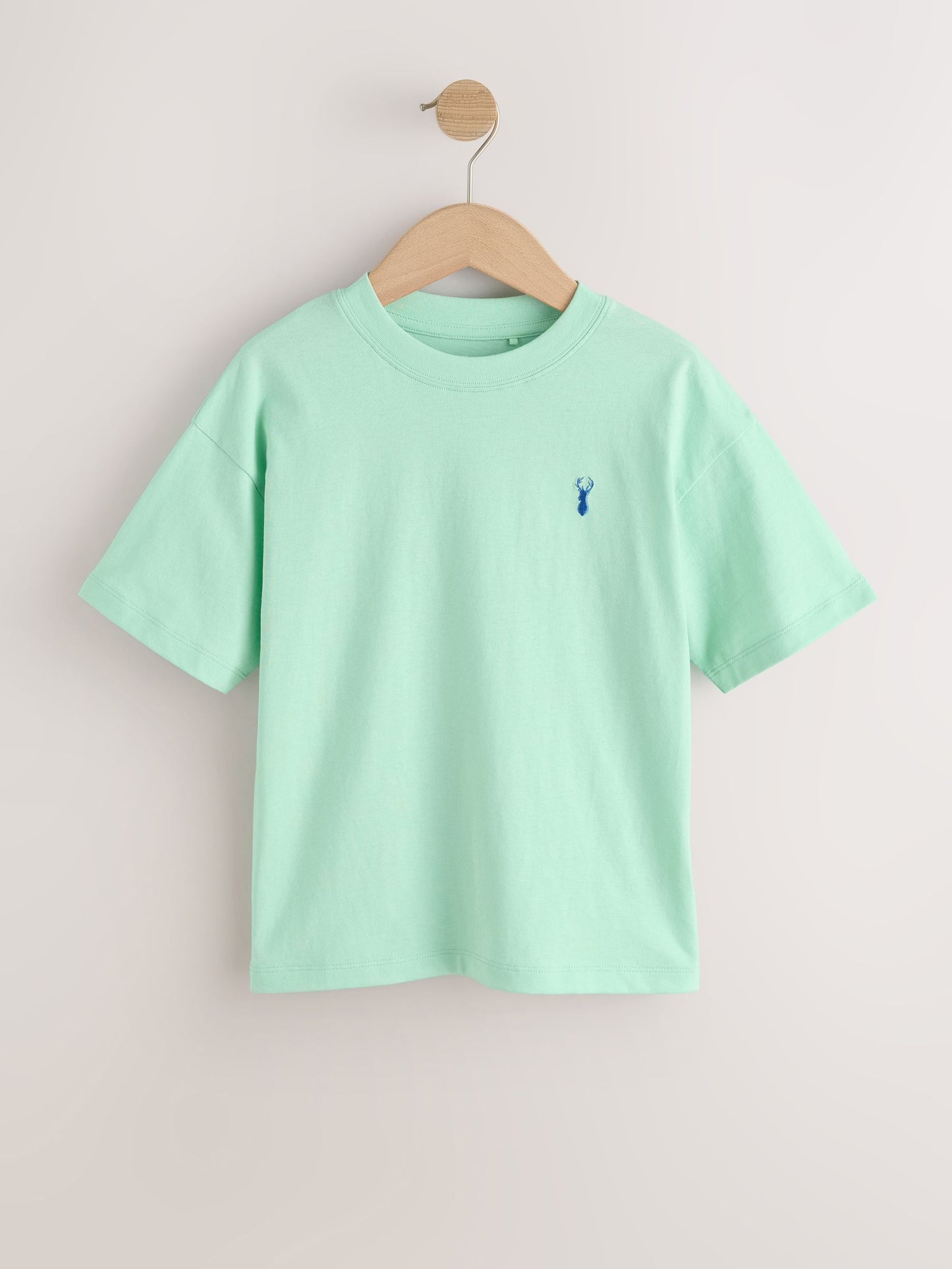 Dsiney Kidz - Blue/Orange/Grey/Green Short Sleeve Stag Embroidered T-Shirts 4 Pack (3-16yrs) image 4