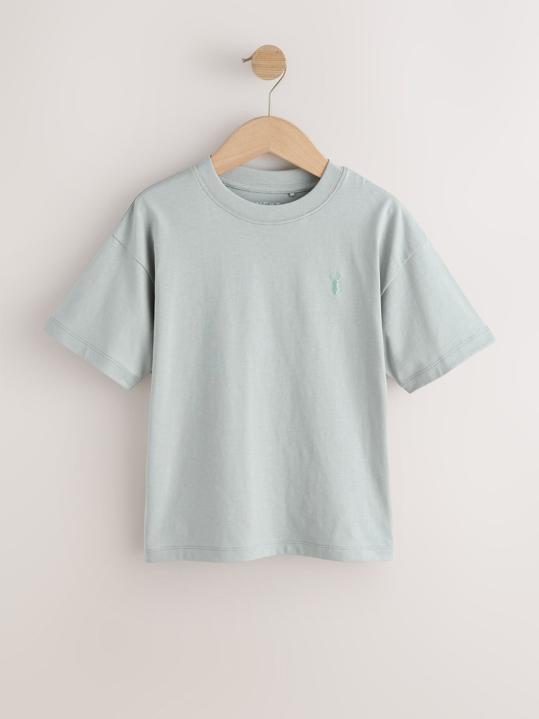 Dsiney Kidz - Blue/Orange/Grey/Green Short Sleeve Stag Embroidered T-Shirts 4 Pack (3-16yrs) image 6