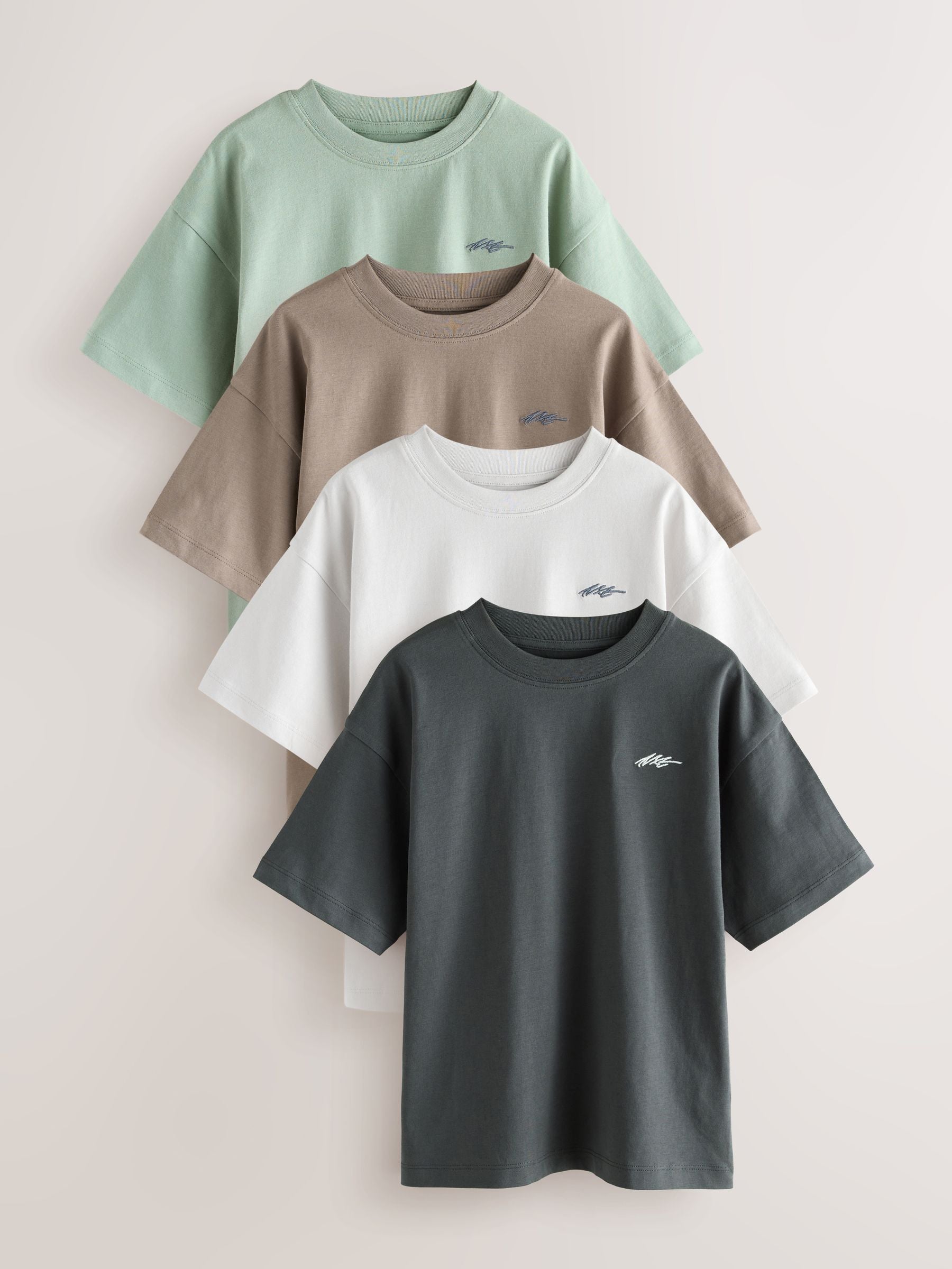 Dsiney Kidz - Light Grey/Brown/Dark Grey/Green Short Sleeve Logo Chest Graphic T-Shirts 4 Pack (3-16yrs) image 1