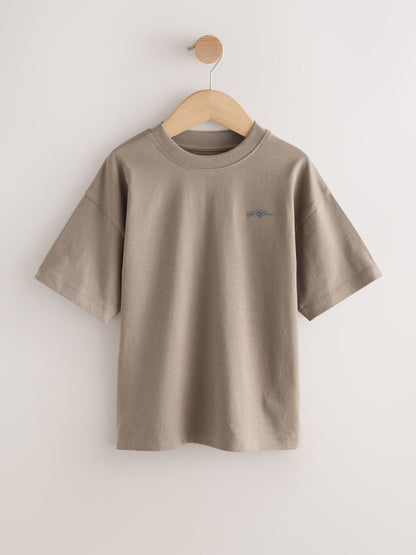 Dsiney Kidz - Light Grey/Brown/Dark Grey/Green Short Sleeve Logo Chest Graphic T-Shirts 4 Pack (3-16yrs) image 4