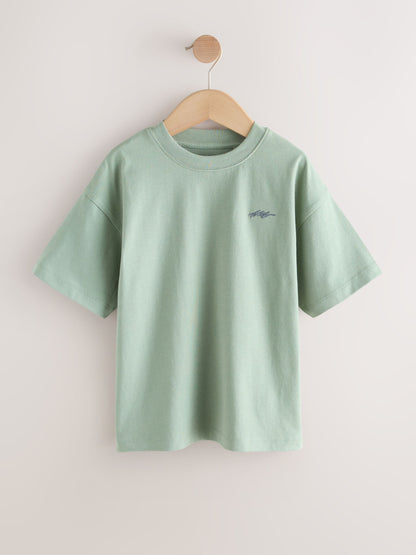 Dsiney Kidz - Light Grey/Brown/Dark Grey/Green Short Sleeve Logo Chest Graphic T-Shirts 4 Pack (3-16yrs) image 5