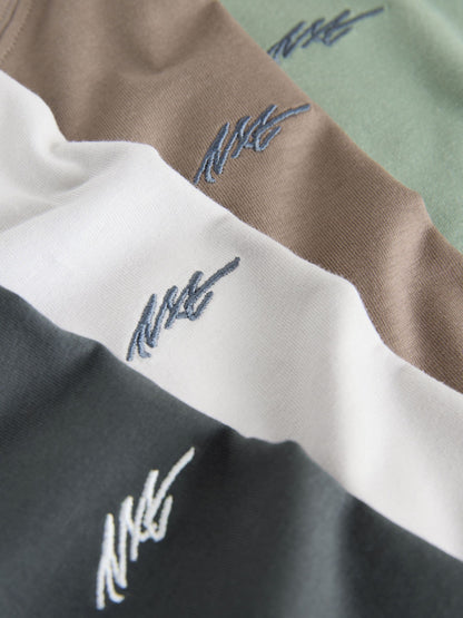Dsiney Kidz - Light Grey/Brown/Dark Grey/Green Short Sleeve Logo Chest Graphic T-Shirts 4 Pack (3-16yrs) image 8