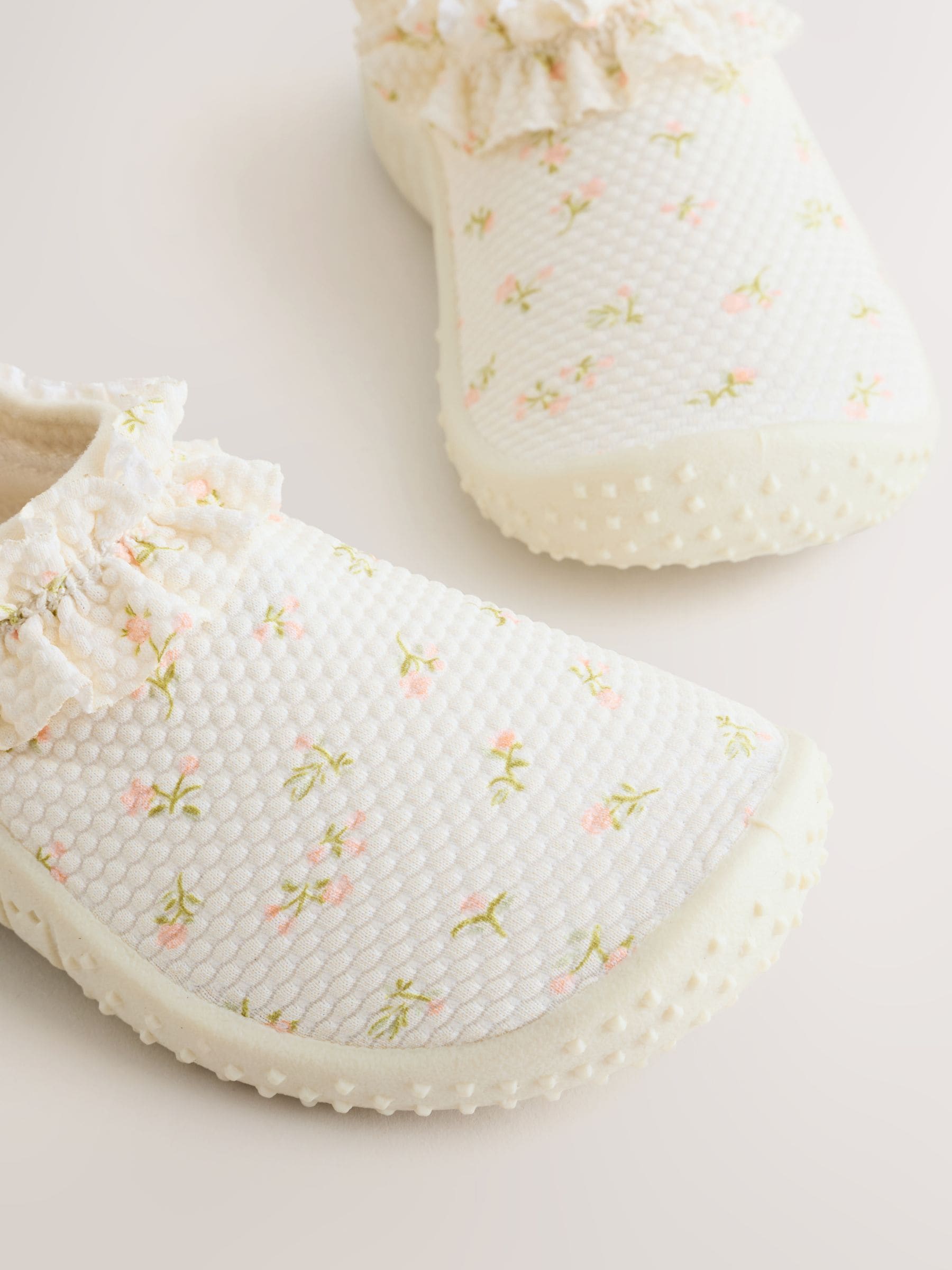 Cream Floral Swim Socks image 3