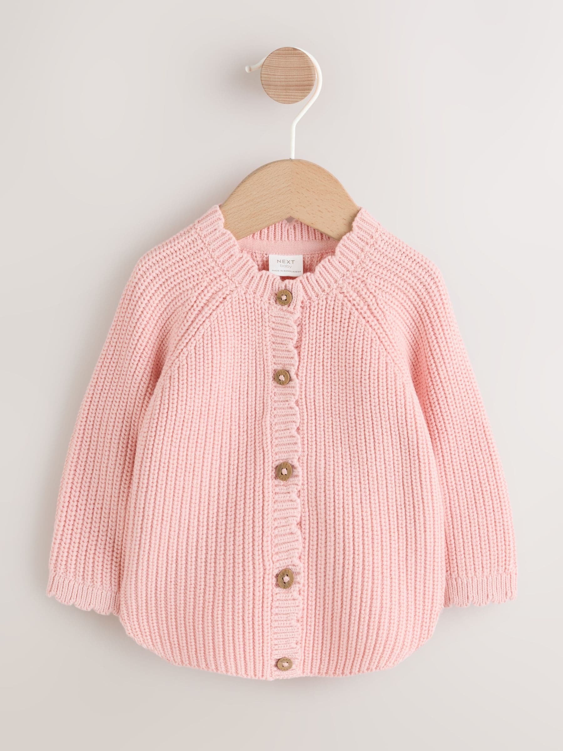 Dsiney Kidz - Pink Scallop Hem Knitted Baby Cardigan (0mths-2yrs) image 1