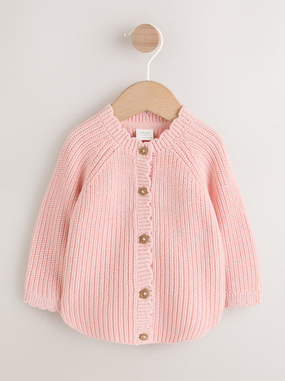 Dsiney Kidz - Pink Scallop Hem Knitted Baby Cardigan (0mths-2yrs) image 1