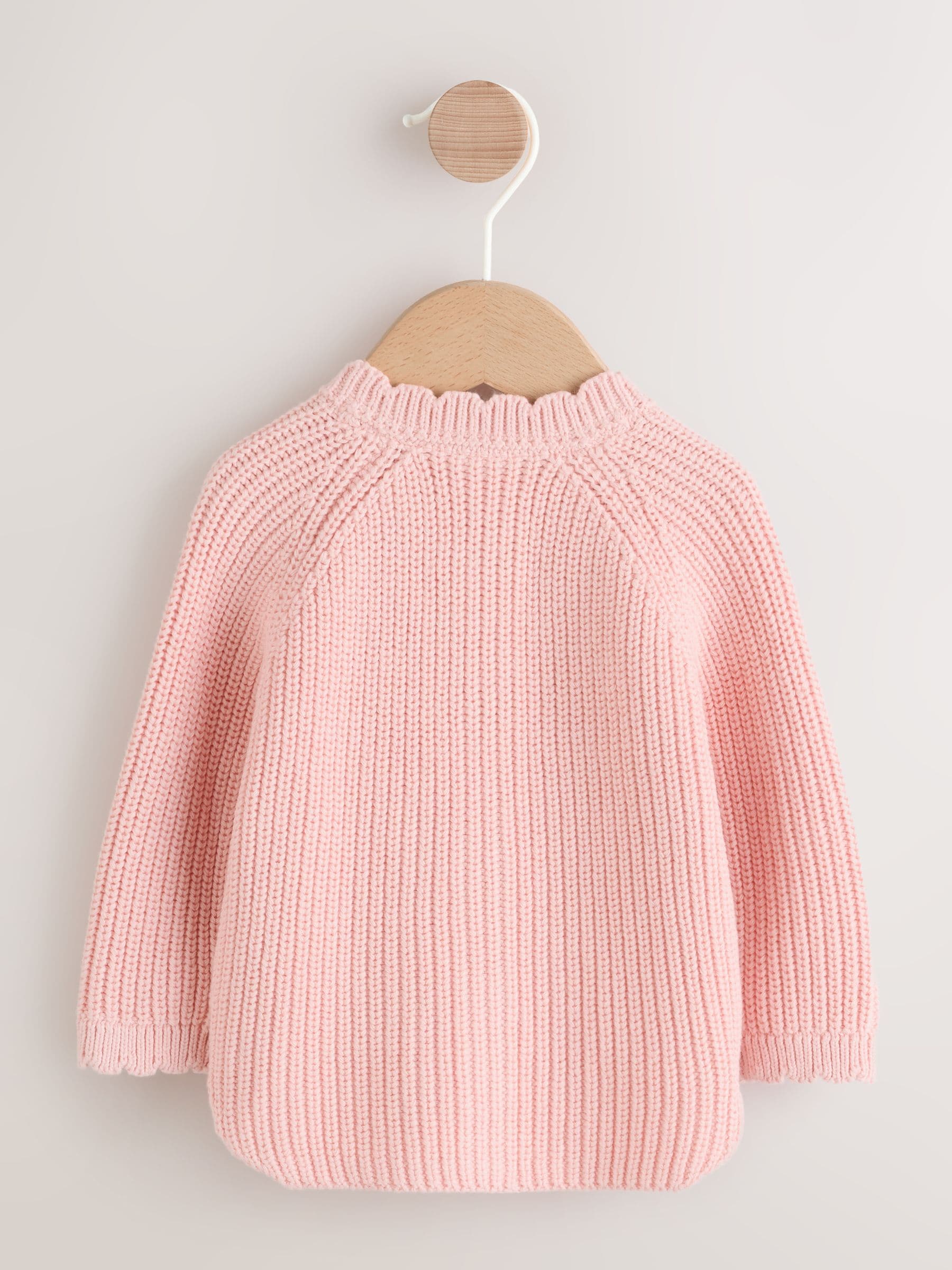 Dsiney Kidz - Pink Scallop Hem Knitted Baby Cardigan (0mths-2yrs) image 2