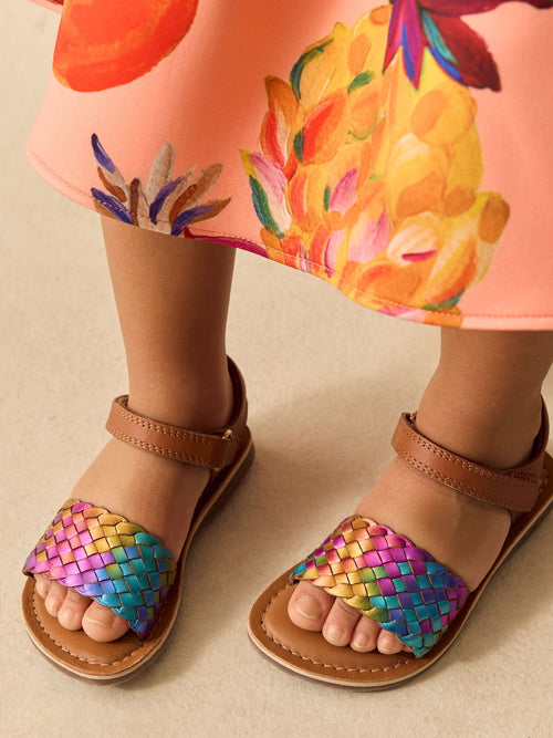 Rainbow Standard Fit (F) Leather Twist Sandals with Touch Fastening image 1