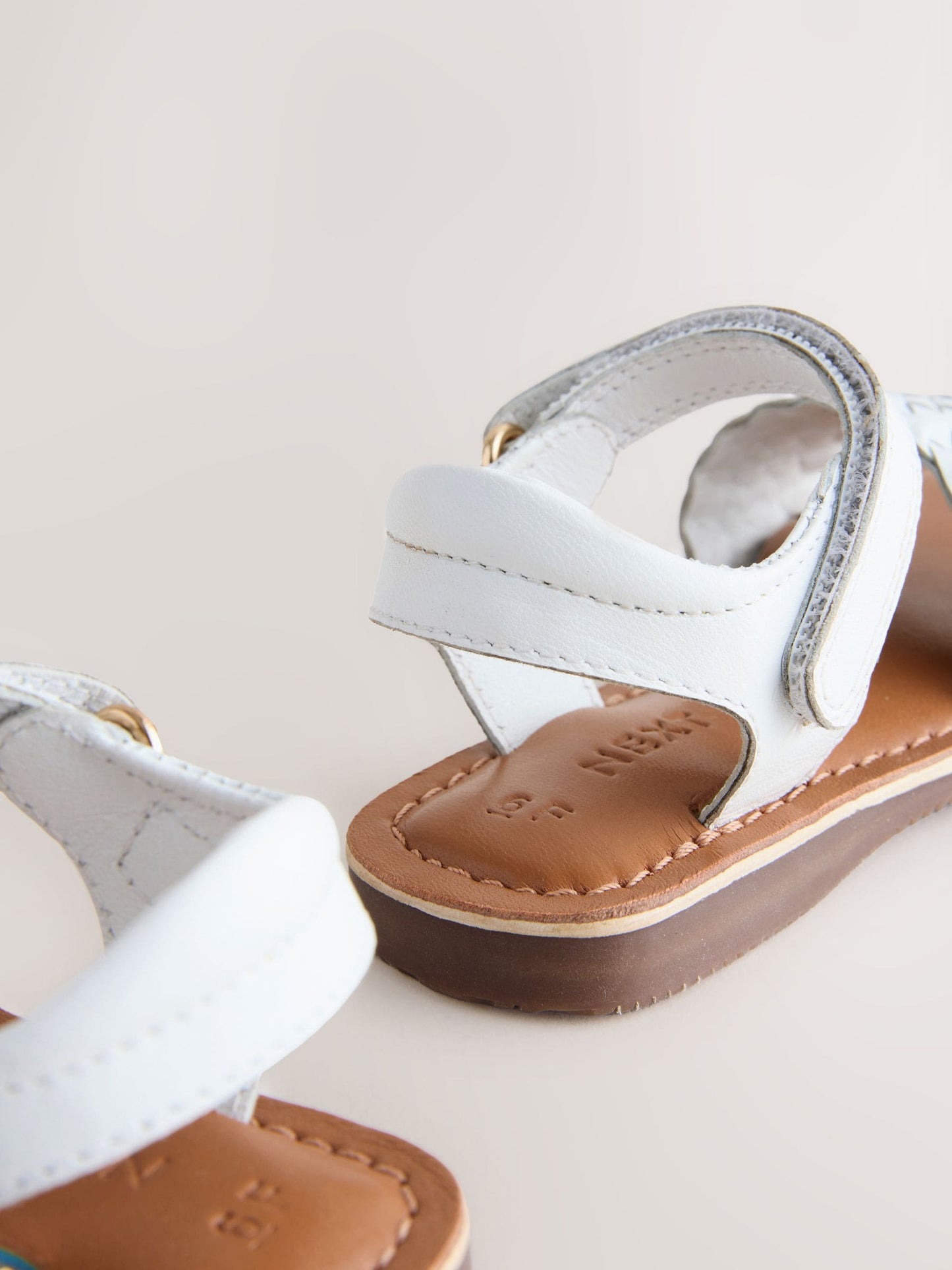 White Standard Fit (F) Leather Twist Sandals with Touch Fastening image 6