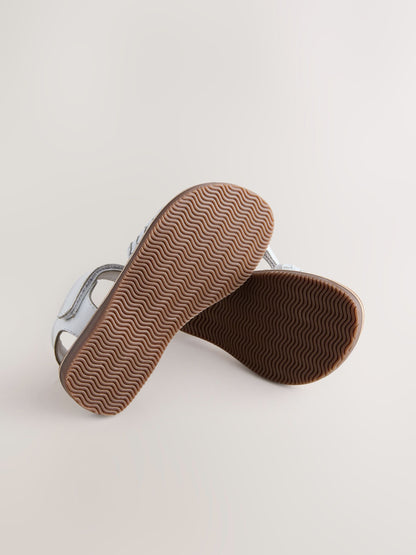White Standard Fit (F) Leather Twist Sandals with Touch Fastening image 7