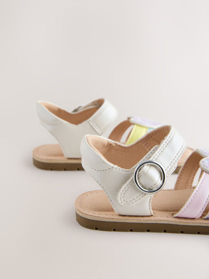 Multi Pastel Wide Fit (G) Heart Occasion Sandals image 4