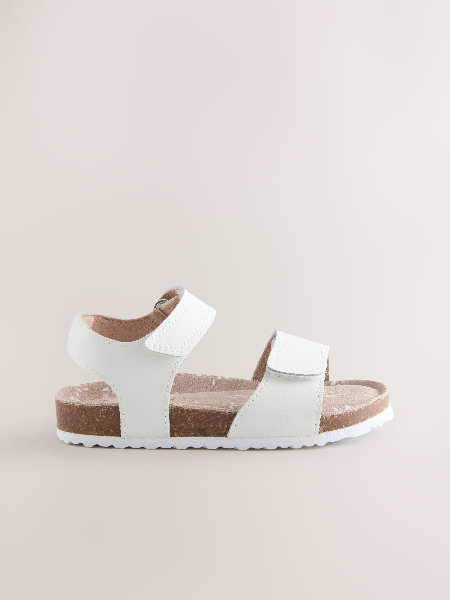 White Standard Fit (F) Touch Fastening Corkbed Sandals image 2