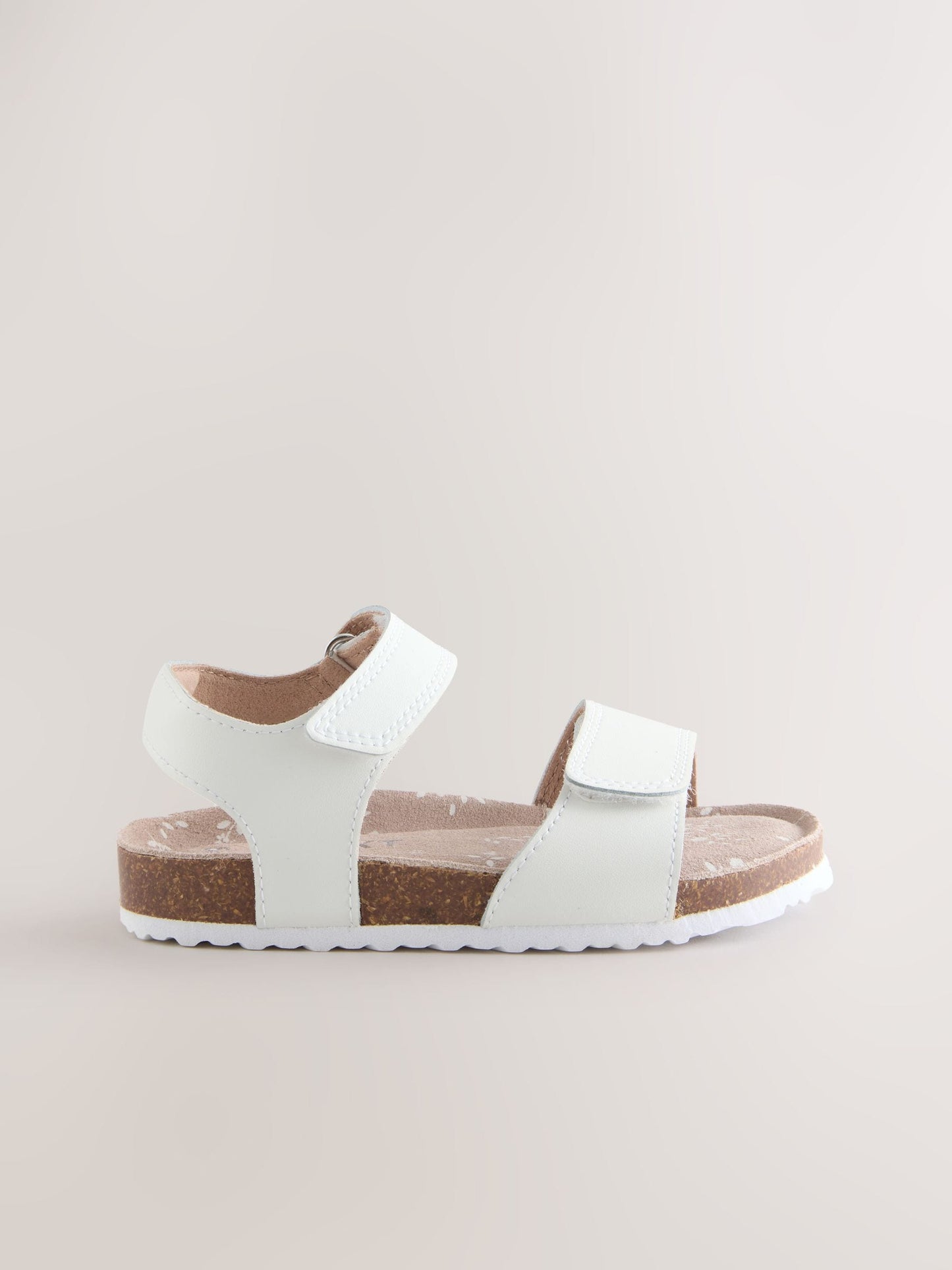 White Wide Fit (G) Touch Fastening Corkbed Sandals image 2