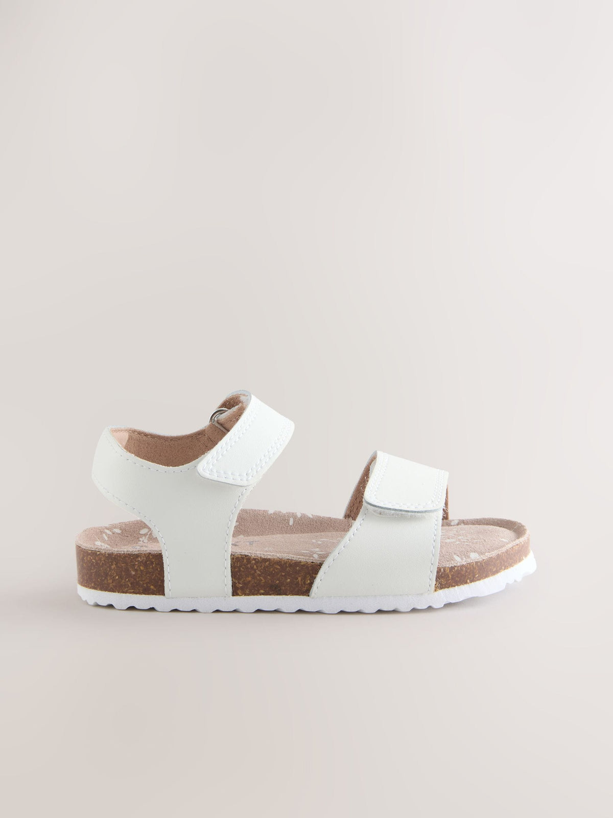 White Wide Fit (G) Touch Fastening Corkbed Sandals image 2