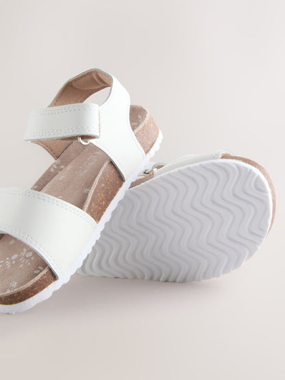 White Wide Fit (G) Touch Fastening Corkbed Sandals image 4