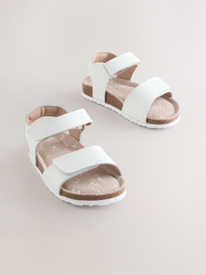 White Wide Fit (G) Touch Fastening Corkbed Sandals image 1