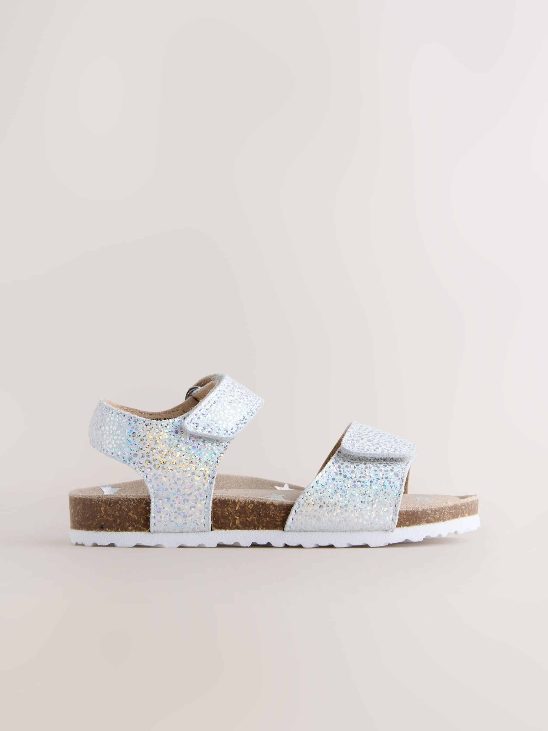Silver Standard Fit (F) Touch Fastening Corkbed Sandals image 2