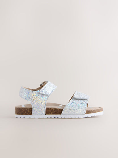 Silver Standard Fit (F) Touch Fastening Corkbed Sandals image 2